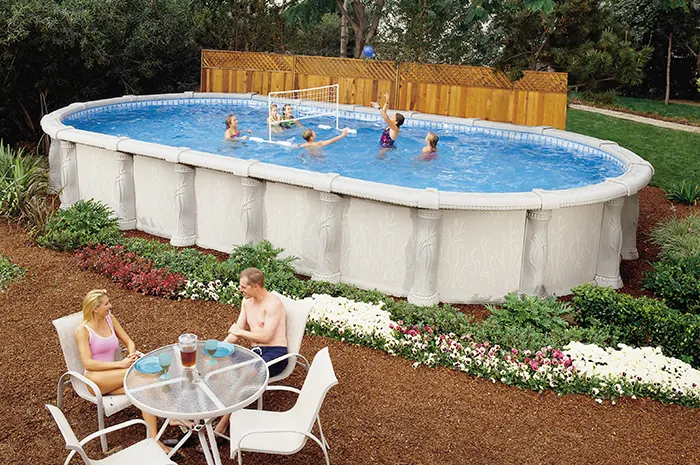 Doughboy&reg; above ground pools come in oval and round shapes and sizes.